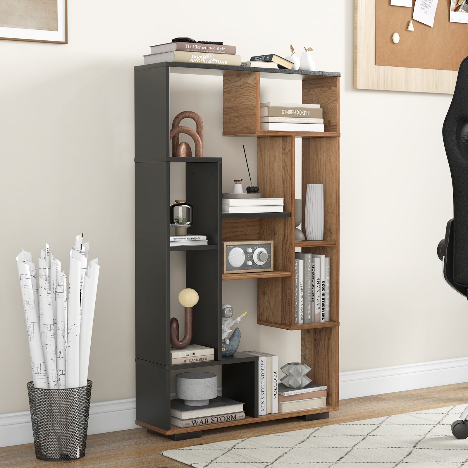 47-Inch Tall Bookshelf for Home Office Living Room