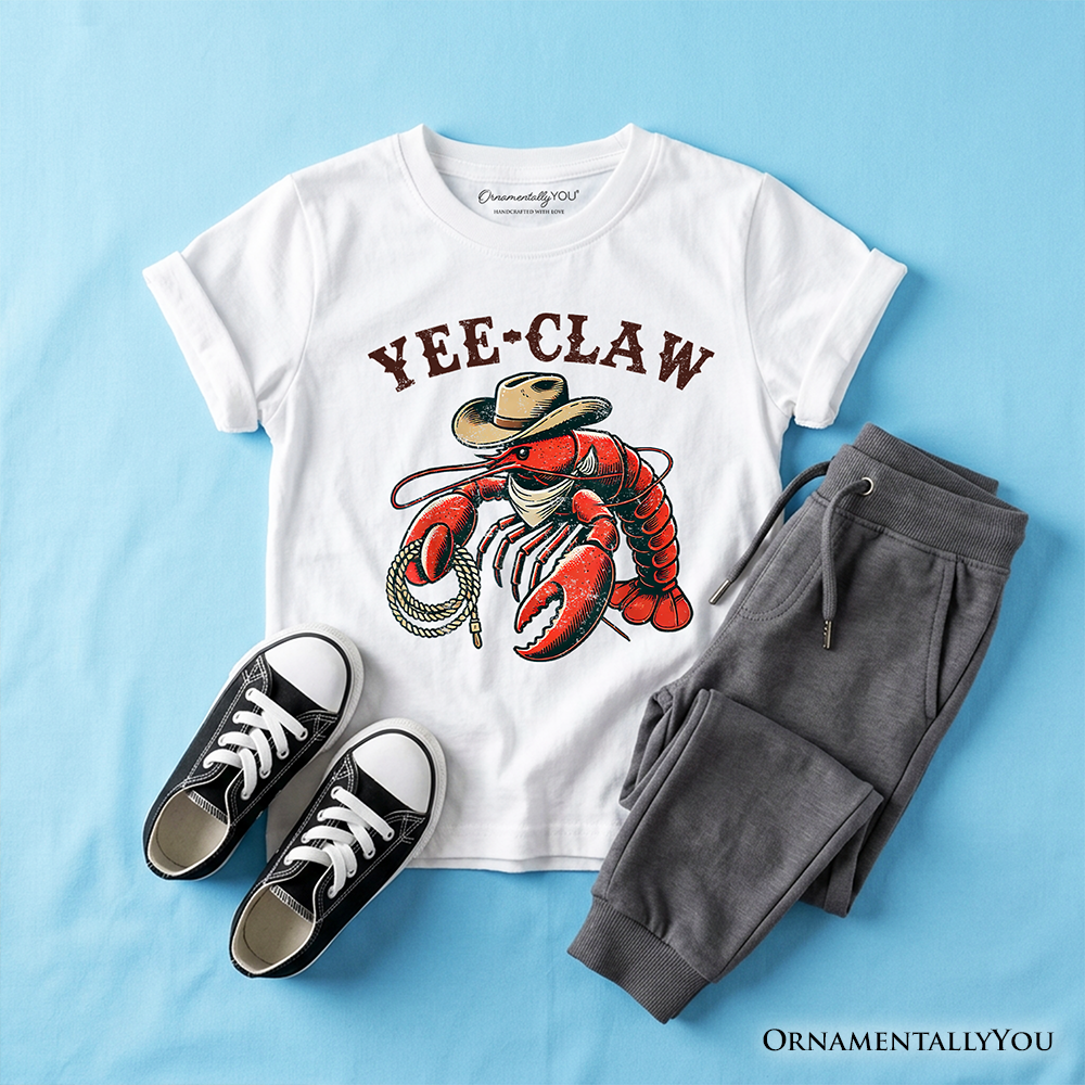 Kids Yee Claw Lobster Western T-Shirt, Funny Cowboy Youth Animal Tee