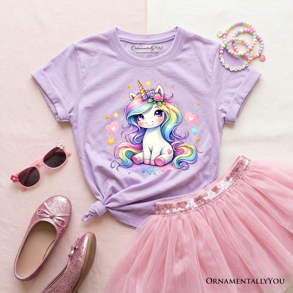 Rainbow Unicorn Kids T-Shirt, Cute Animal Tee for Youth Girls