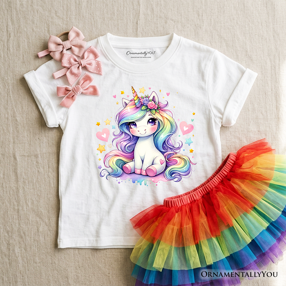 Rainbow Unicorn Kids T-Shirt, Cute Animal Tee for Youth Girls